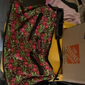 Betsey Johnson Pink and Green Cherry Print Travel Bag